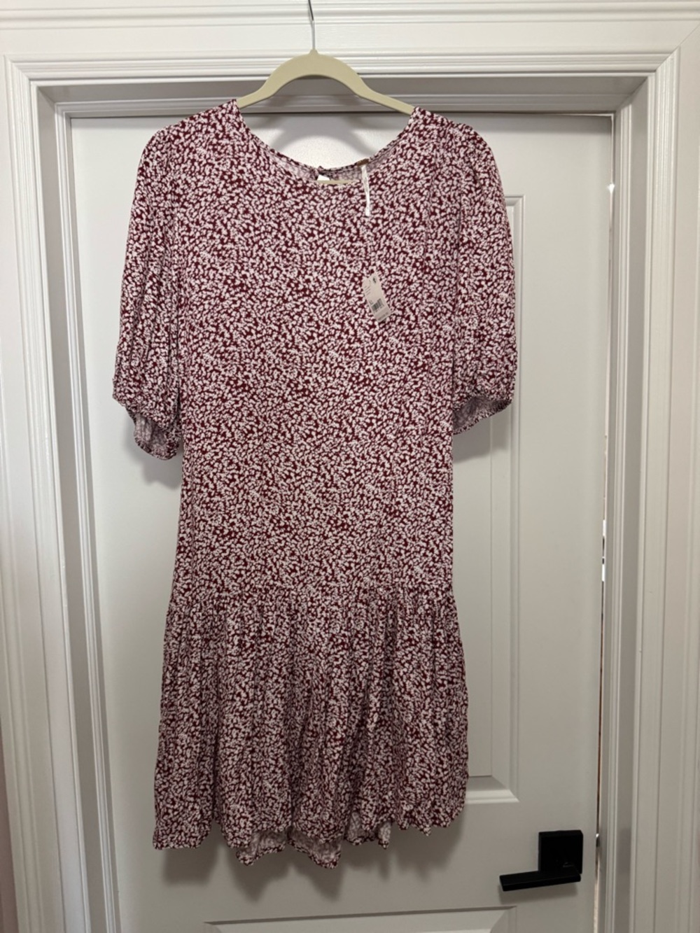 Free People Maroon & White Printed Mini Dress